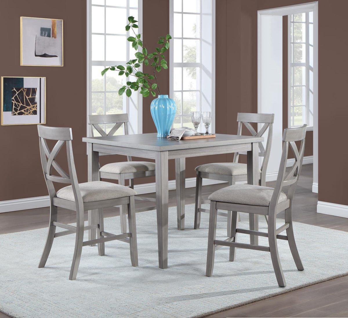 Gray Square Counter-Height Table & Barstools