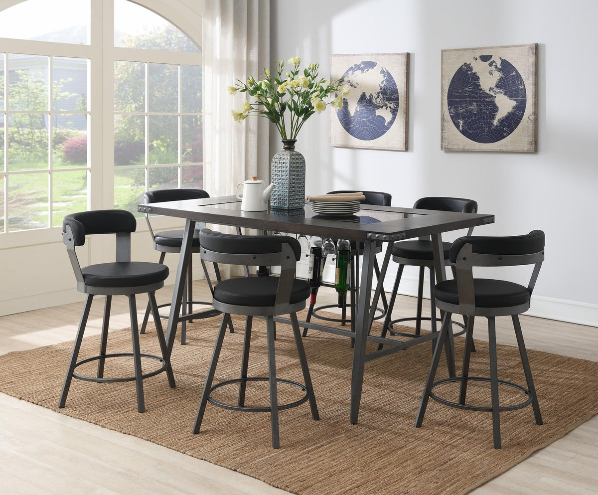 Counter-Height Dining Set with Black, Gray or Red Chairs