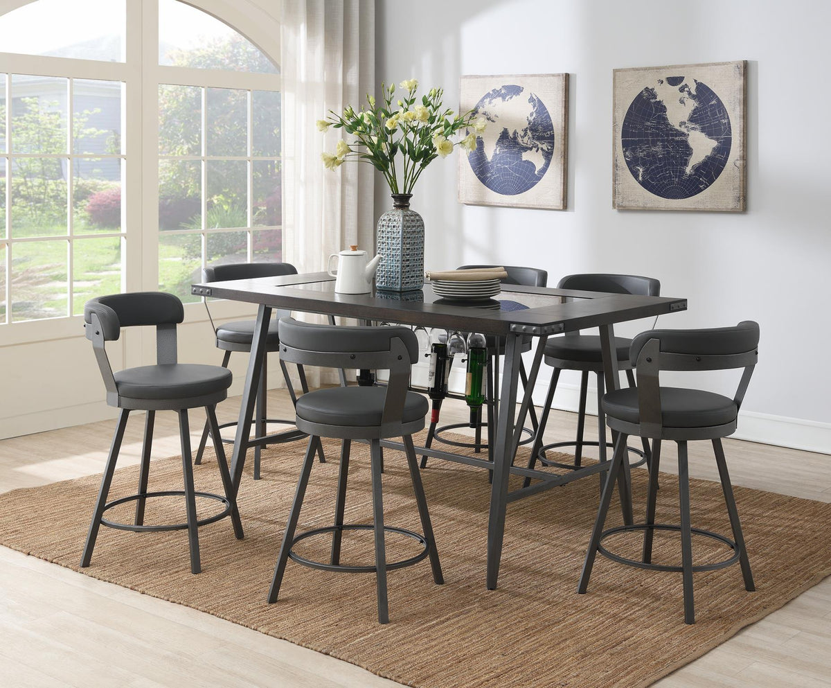 Counter-Height Dining Set with Black, Gray or Red Chairs