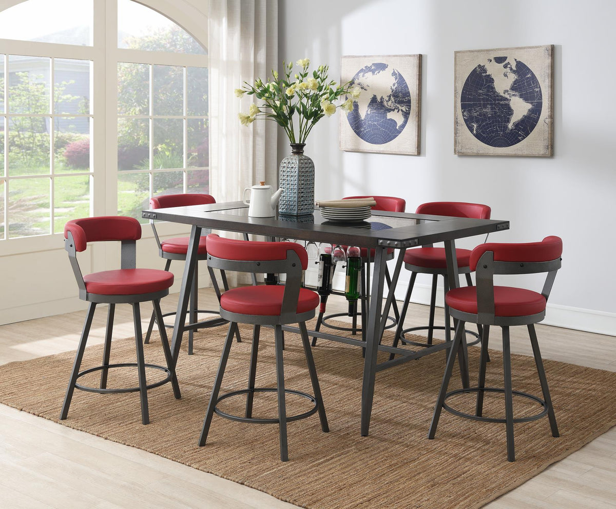 Counter-Height Dining Set with Black, Gray or Red Chairs