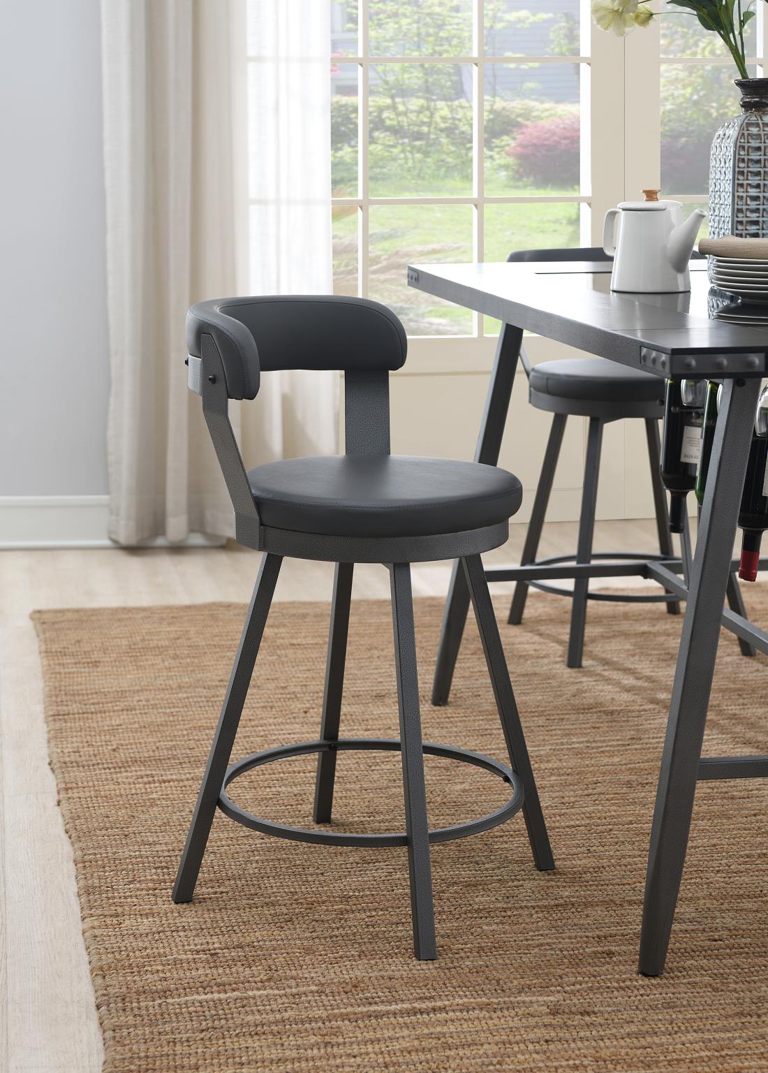 Counter-Height Dining Set with Black, Gray or Red Chairs