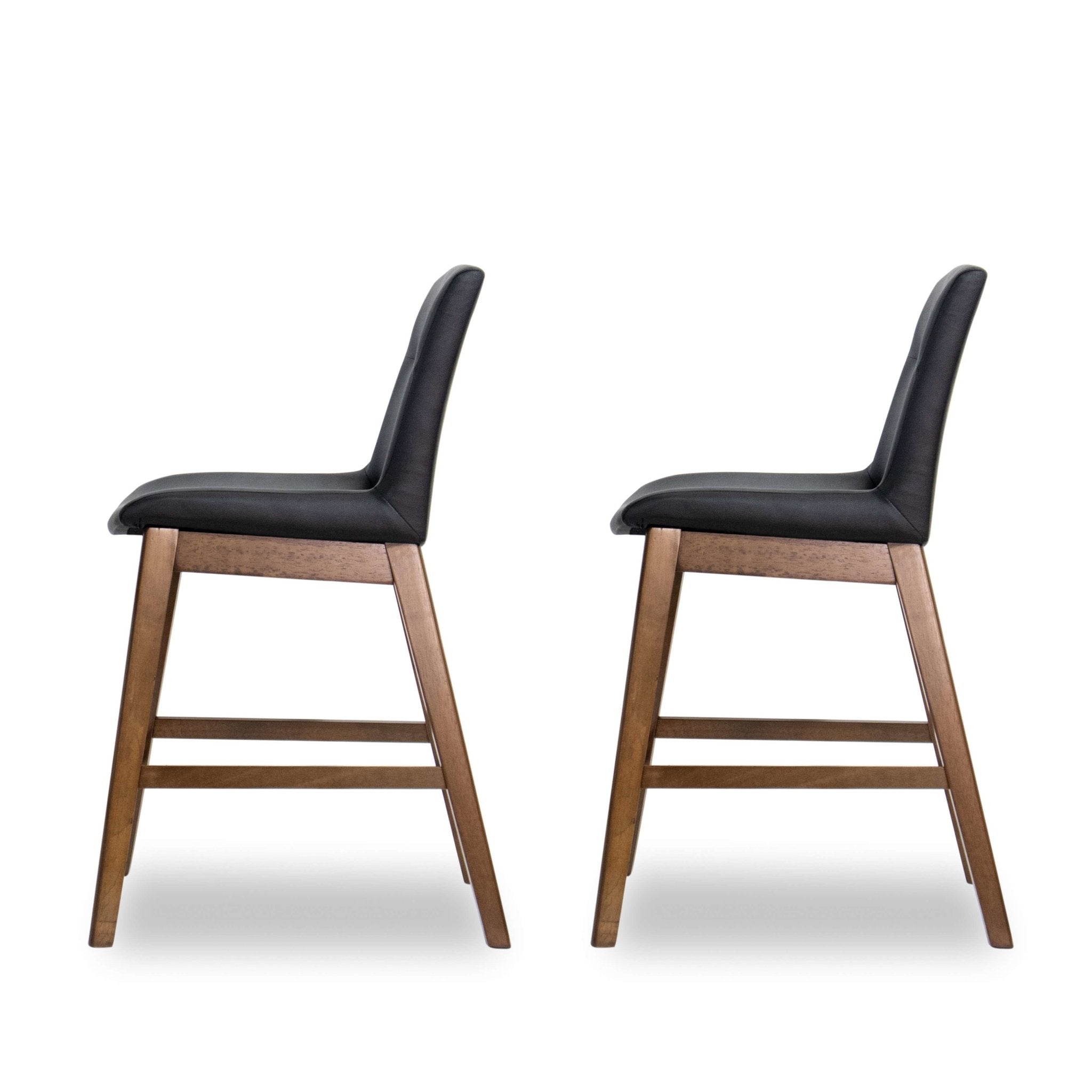 Danilo Black Leather Counter Stool - Set of 2