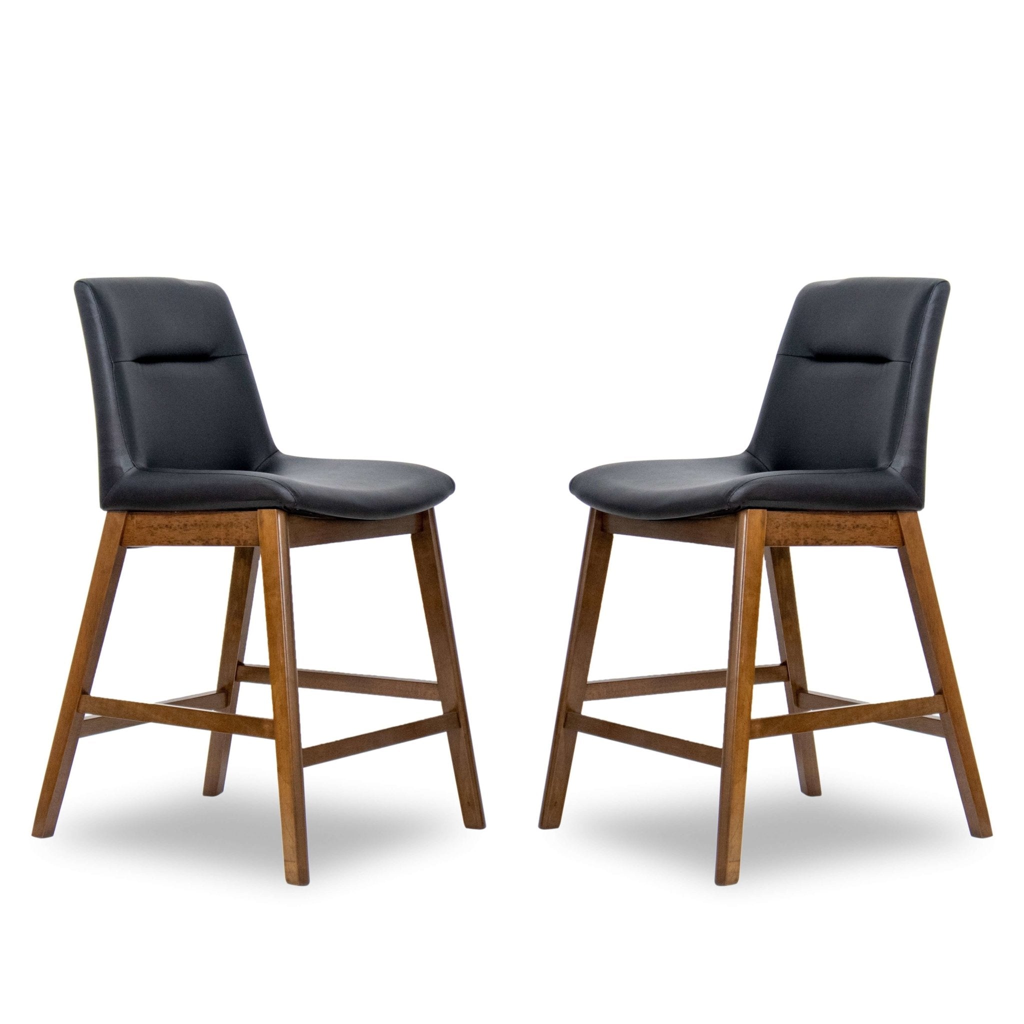 Danilo Black Leather Counter Stool - Set of 2