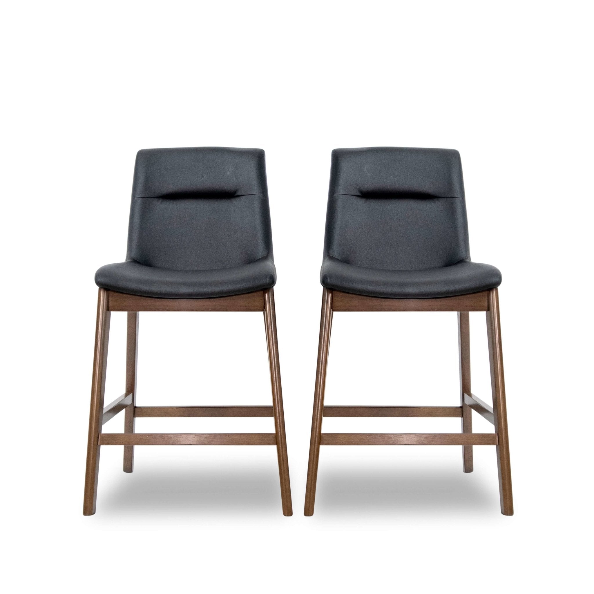 Danilo Black Leather Counter Stool - Set of 2