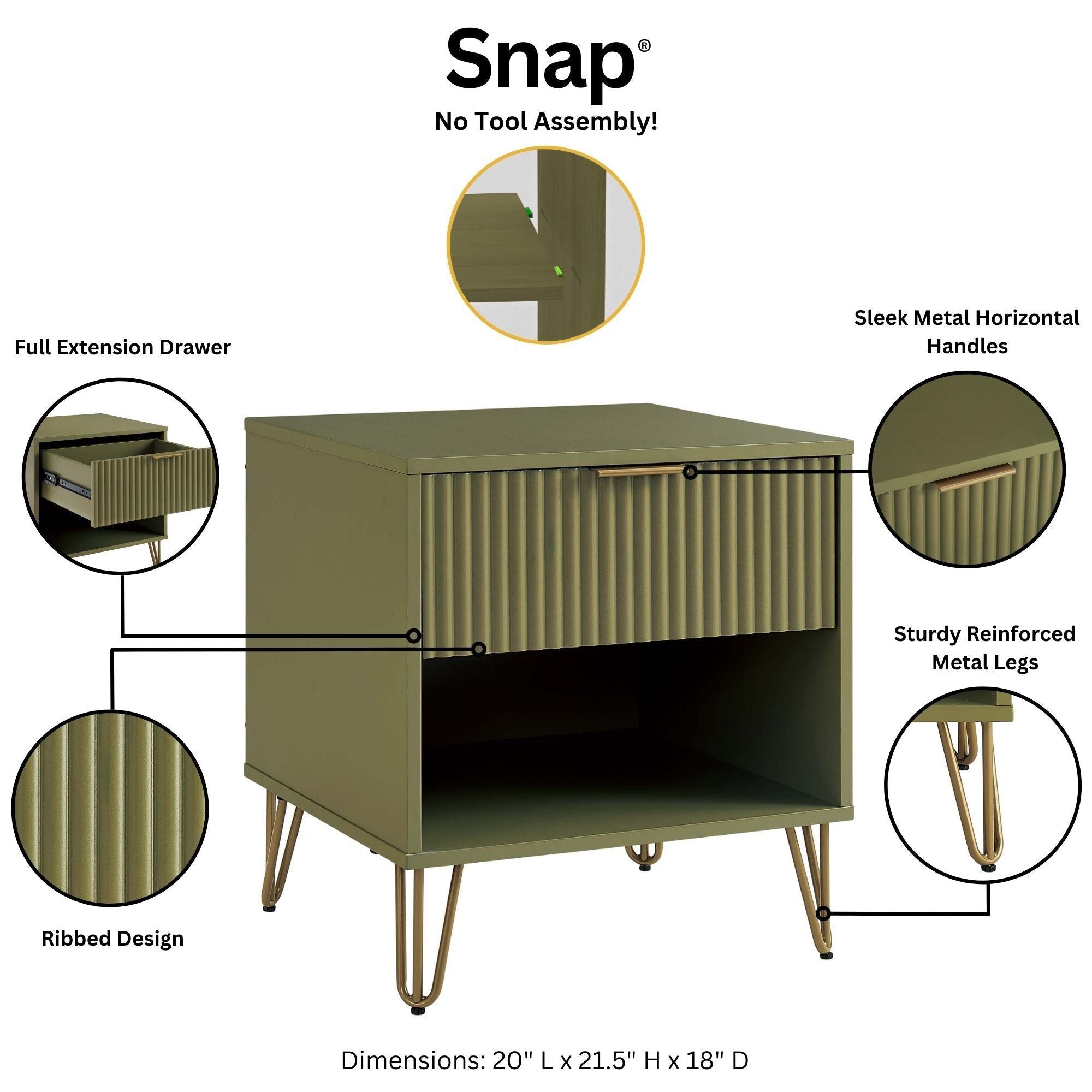 DUMBO 1.0 Nightstand in Olive Green