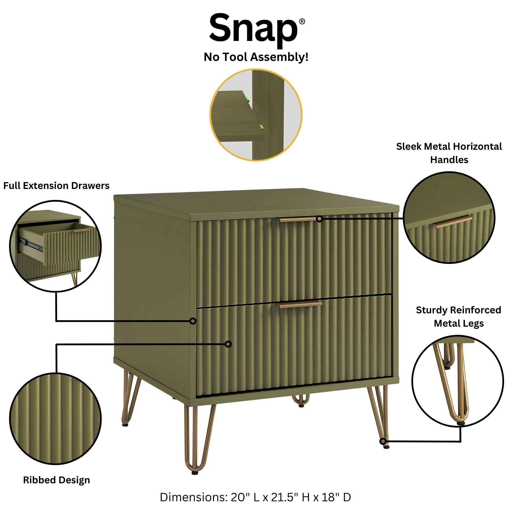 DUMBO 2.0 Nightstand in Olive Green