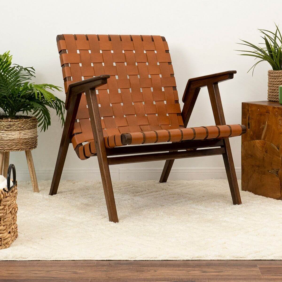 Albany Strap Leather Lounge Chair