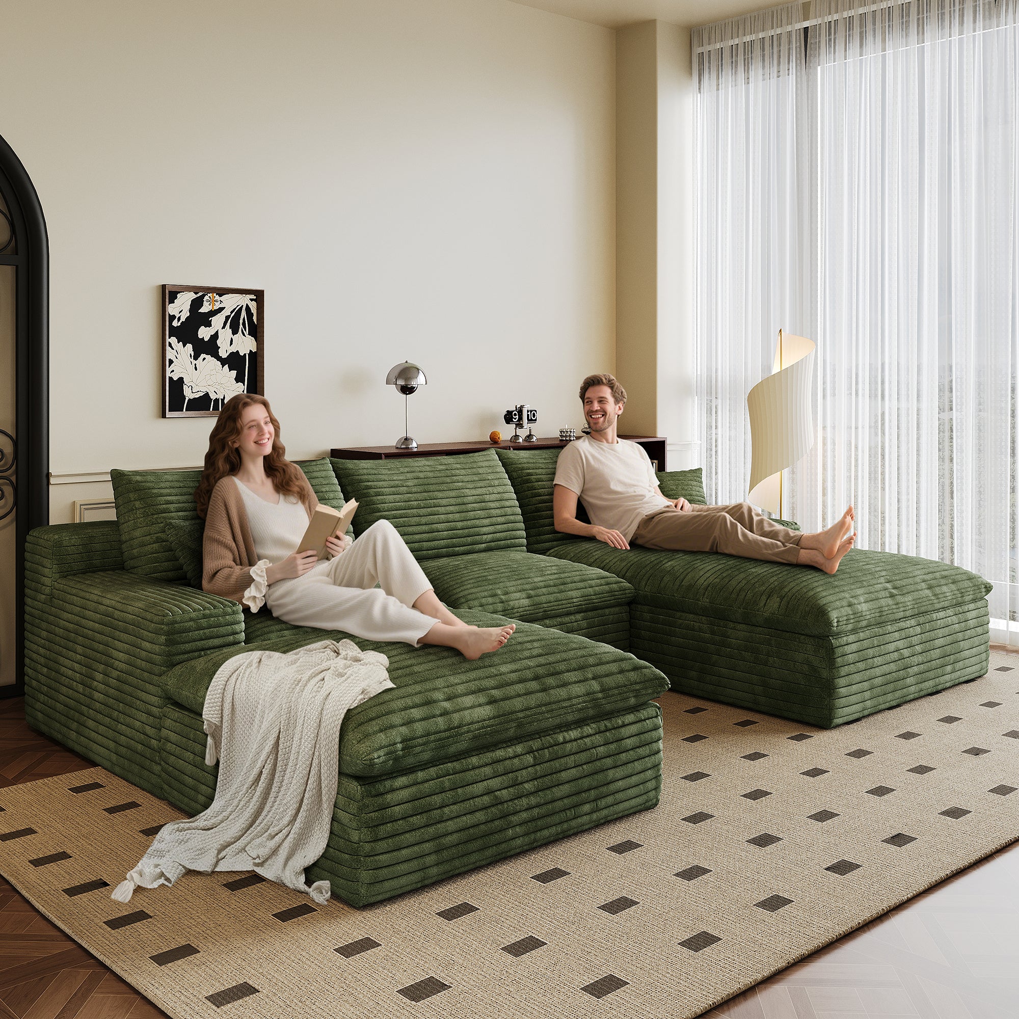 Dalia Green Corduroy Modular Sofa