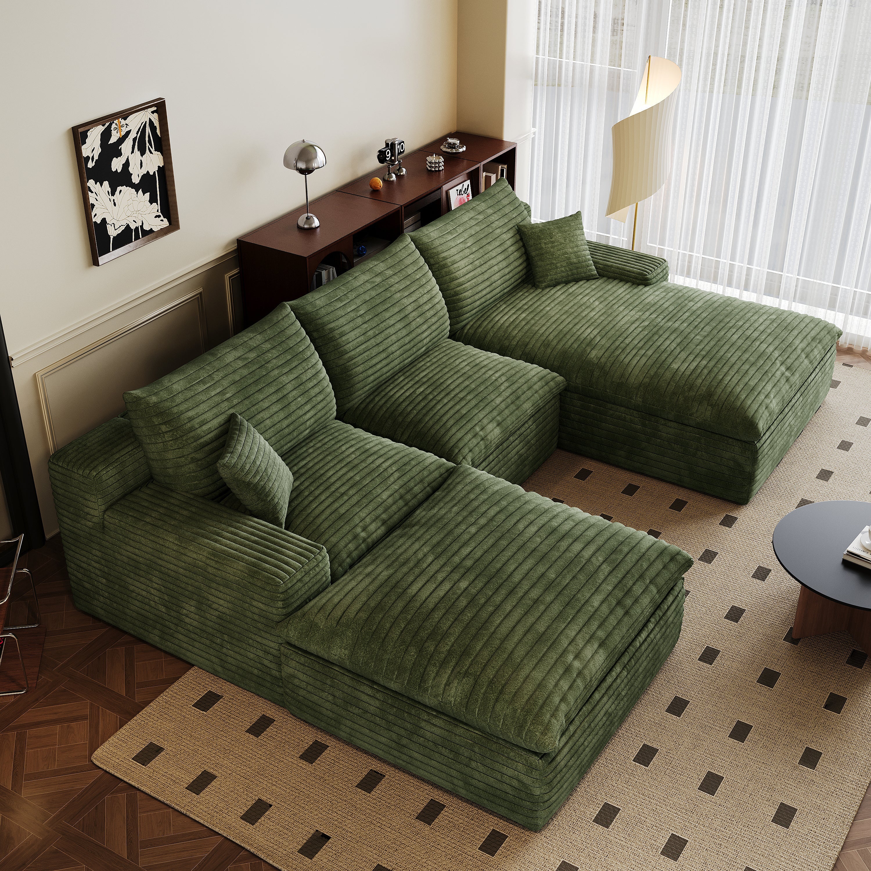Dalia Green Corduroy Modular Sofa