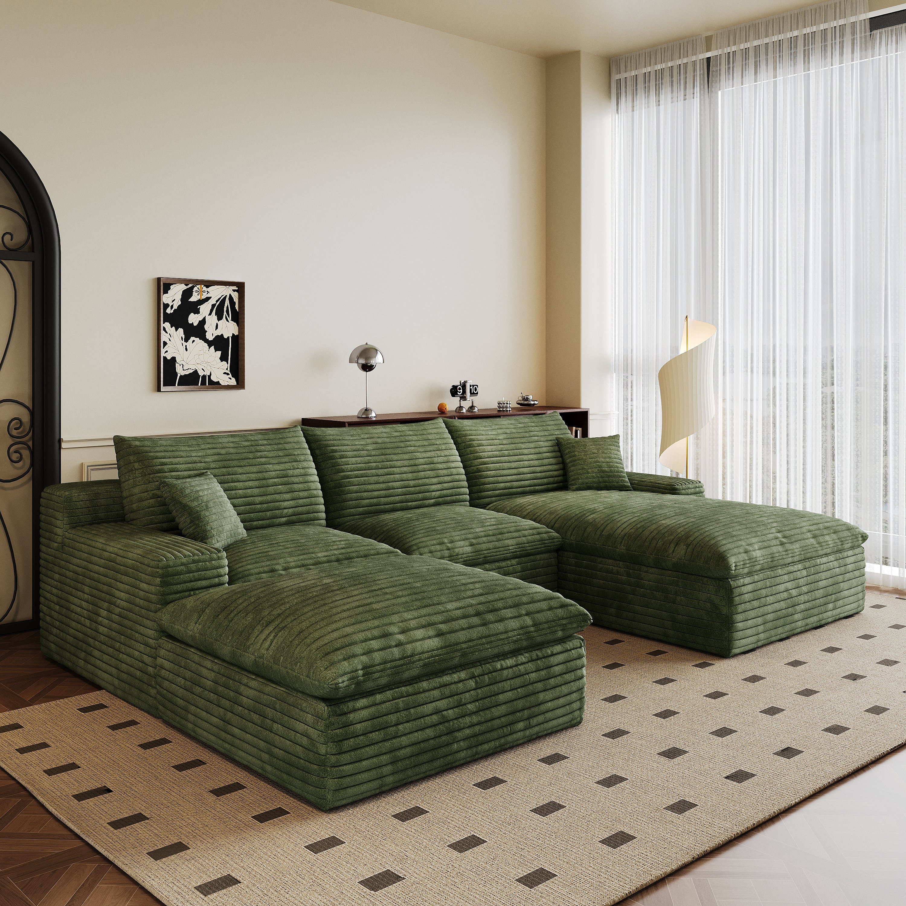 Dalia Green Corduroy Modular Sofa
