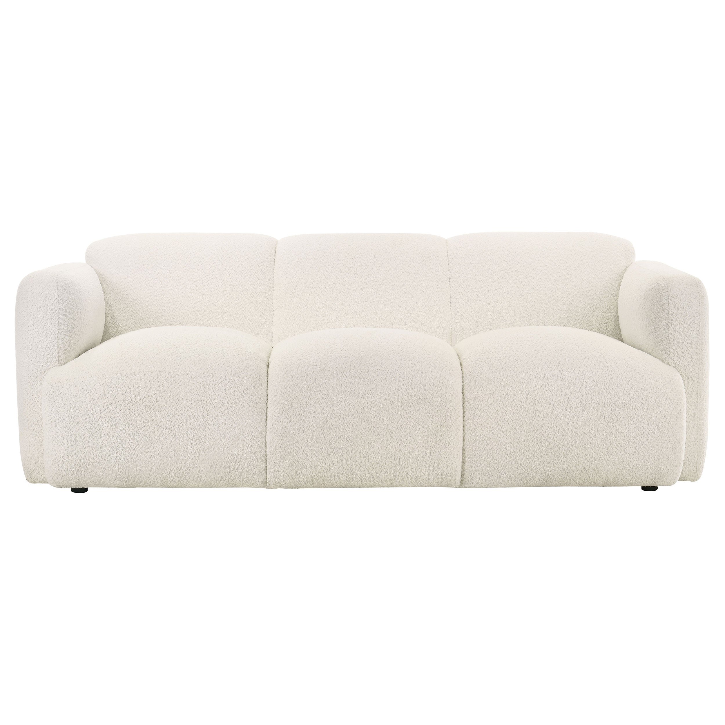 Dorset White Fabric Upholstered Round Track Arm Sofa