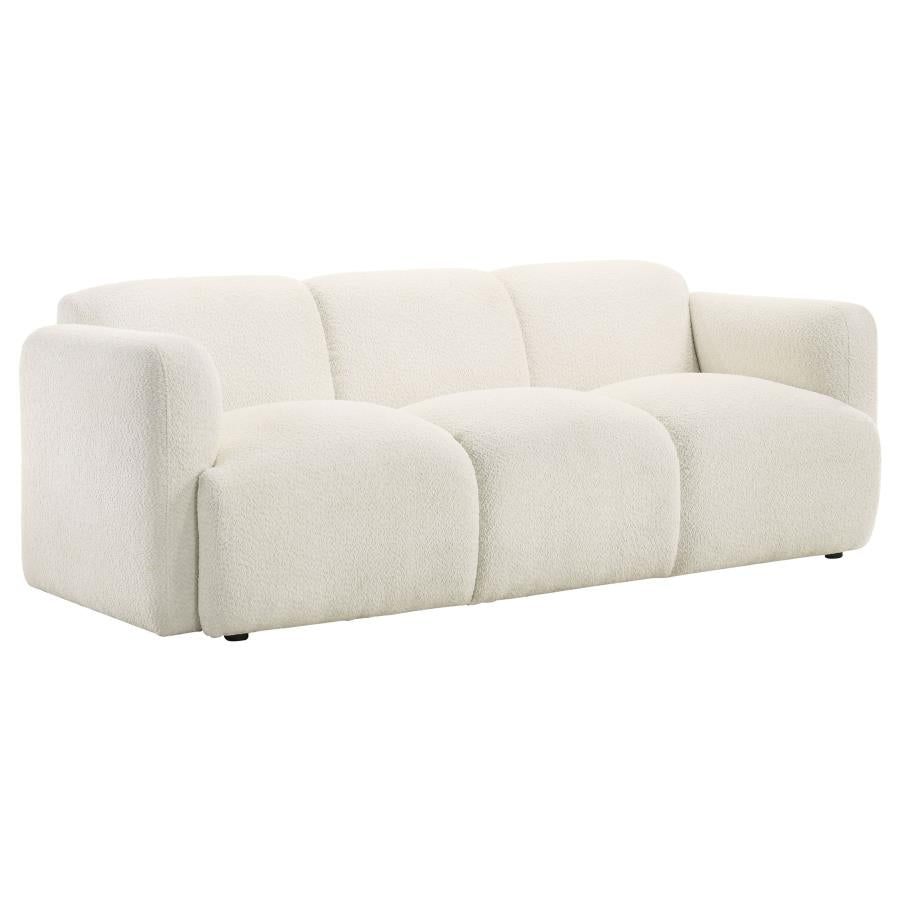 Dorset White Fabric Upholstered Round Track Arm Sofa