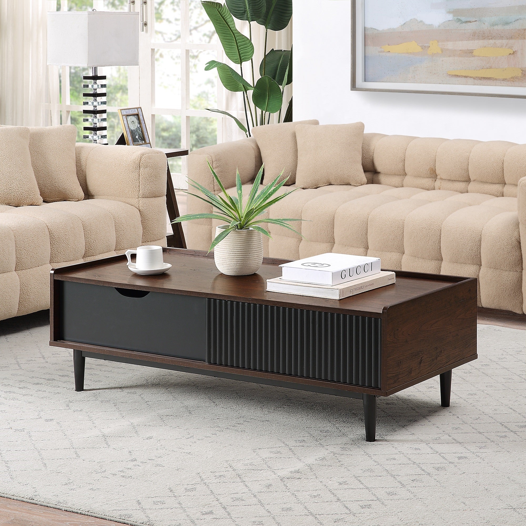 Duane Coffee Table in Dark Brown and Black