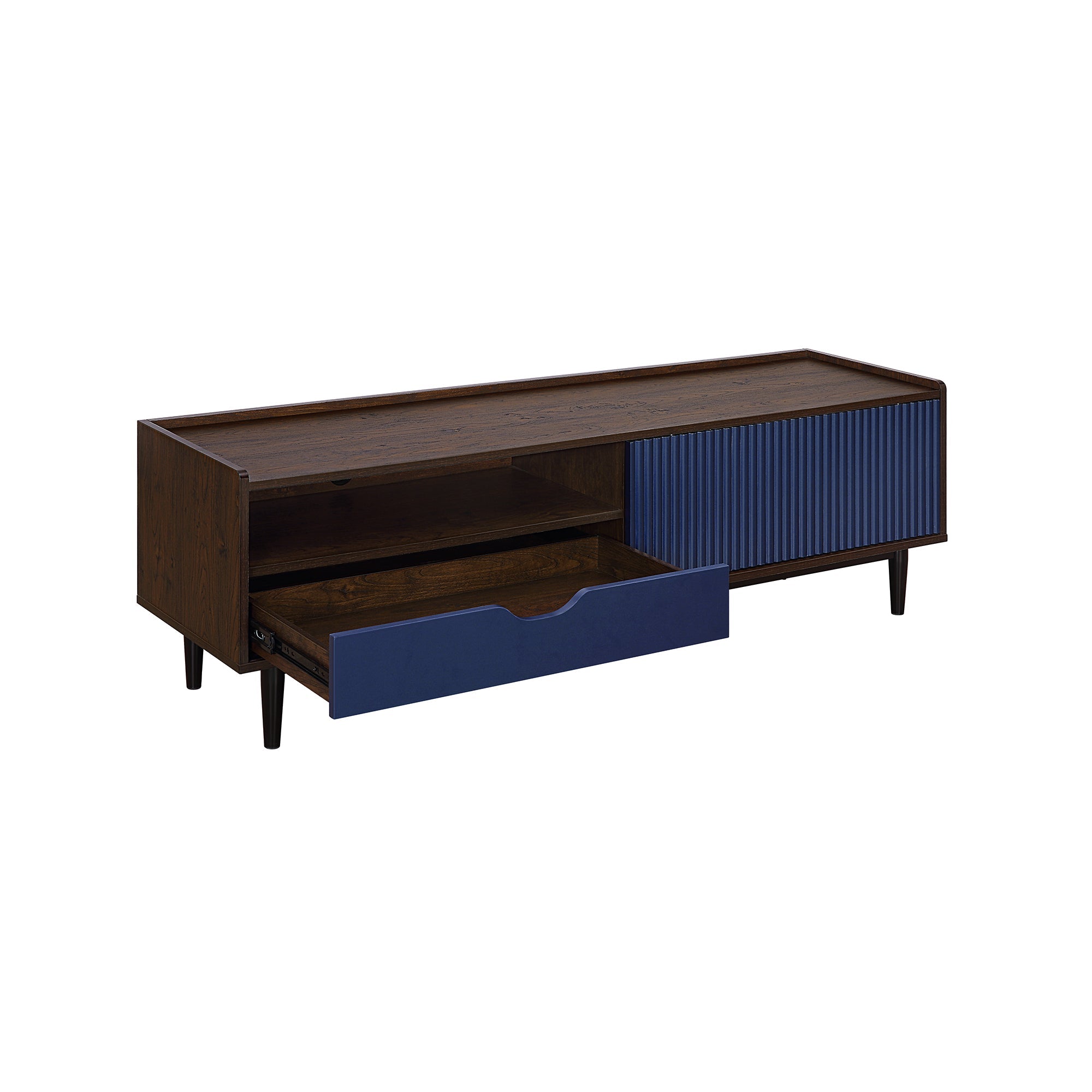 Duane Dark Brown and Navy Blue TV Stand