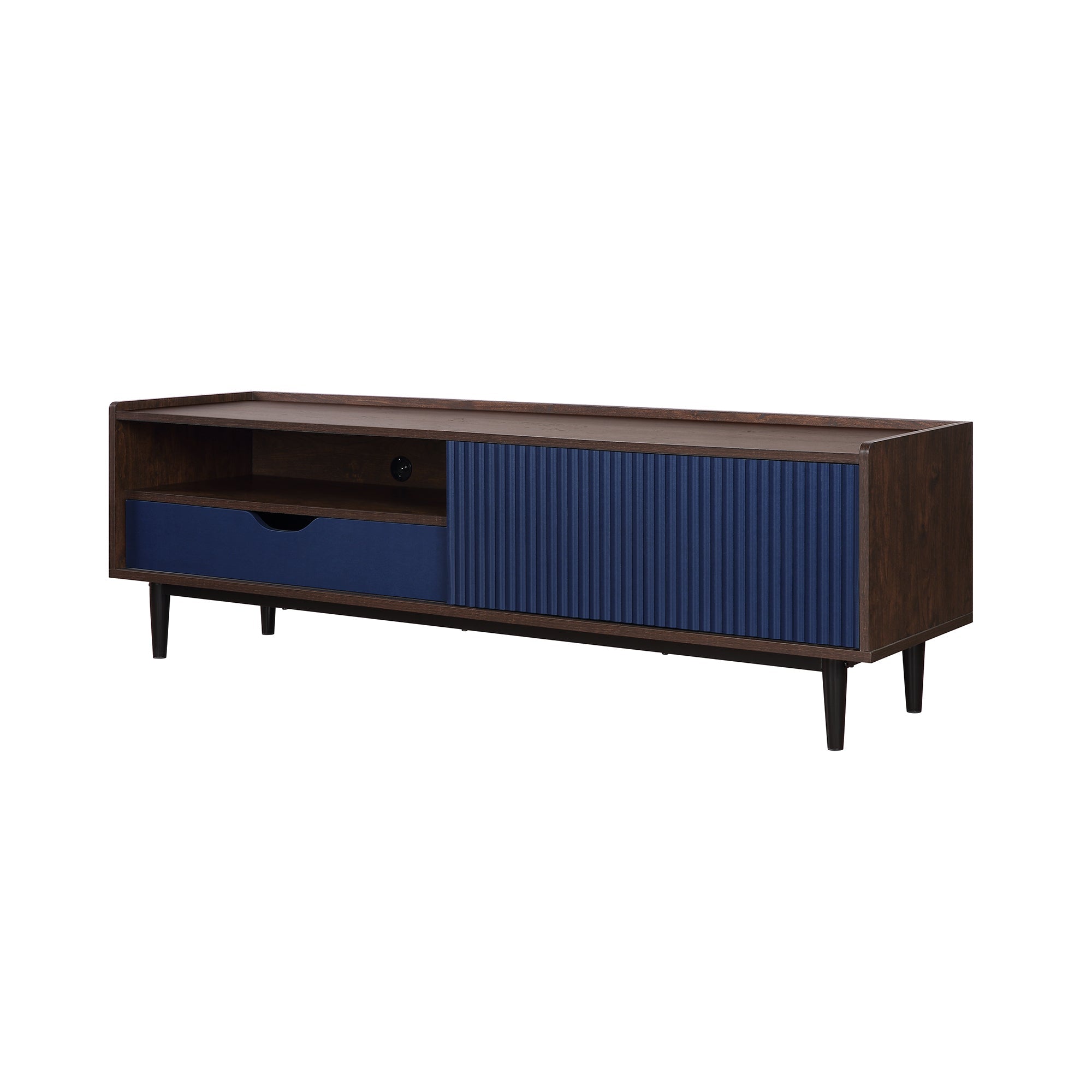 Duane Dark Brown and Navy Blue TV Stand