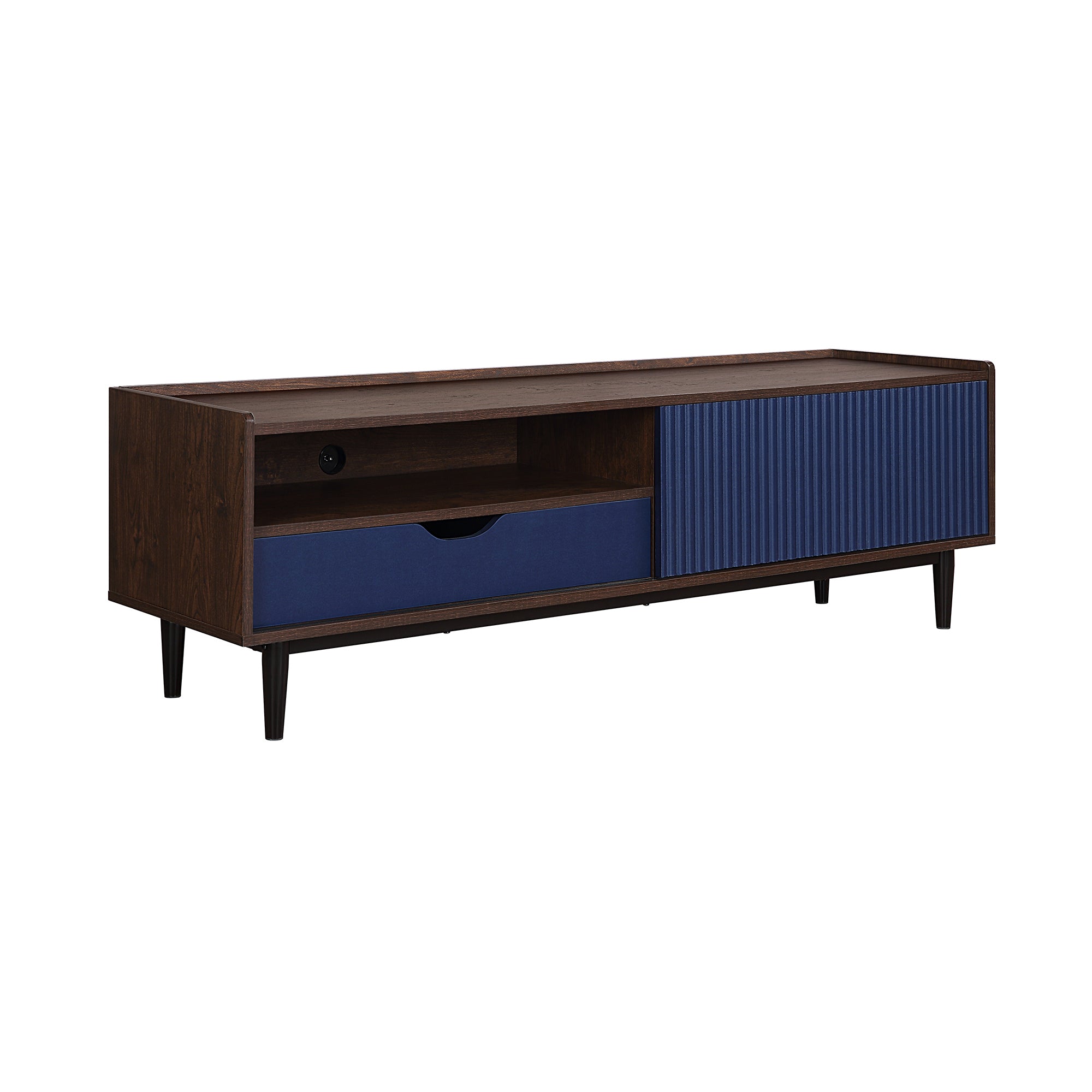 Duane Dark Brown and Navy Blue TV Stand