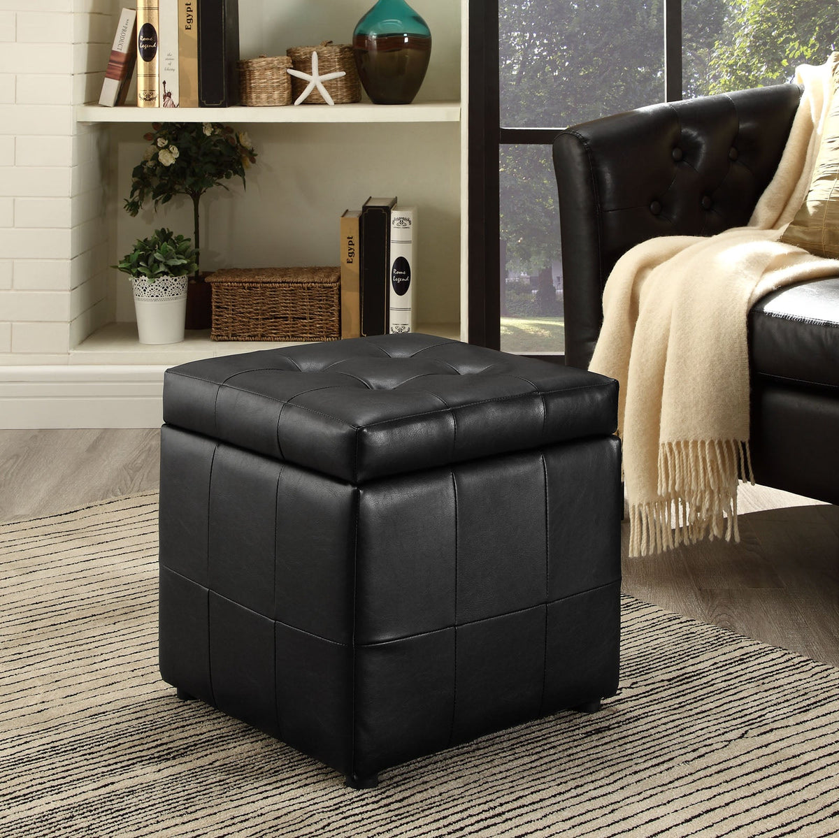 Volt Storage Upholstered Vinyl Ottoman - view 4