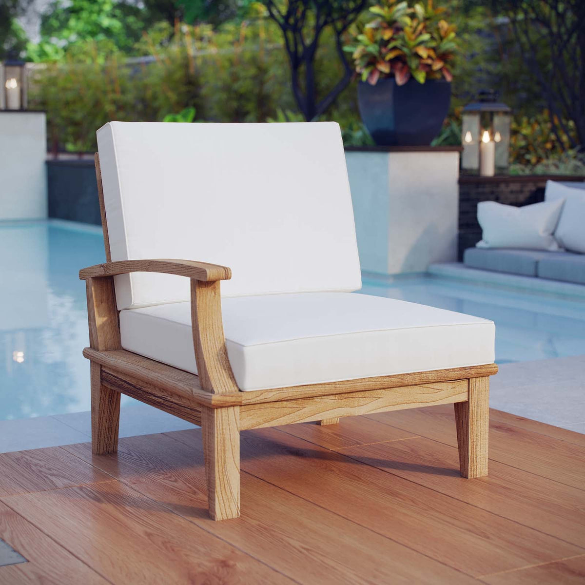 Marina Outdoor Patio Teak Left-Facing Sofa - view 15