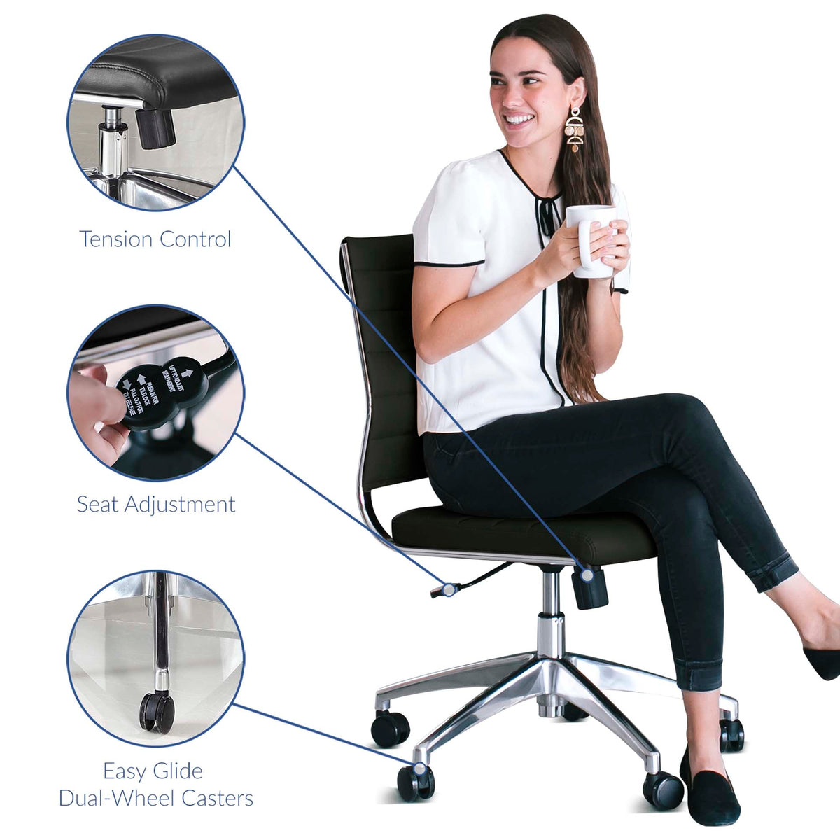 Jive Armless Mid Back Office Chair - view 31