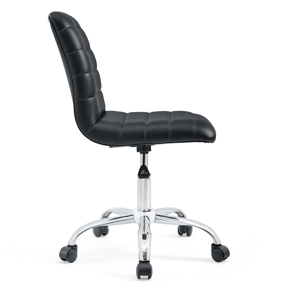 Ripple Armless Mid Back Vinyl Office Chair, Black - view 2