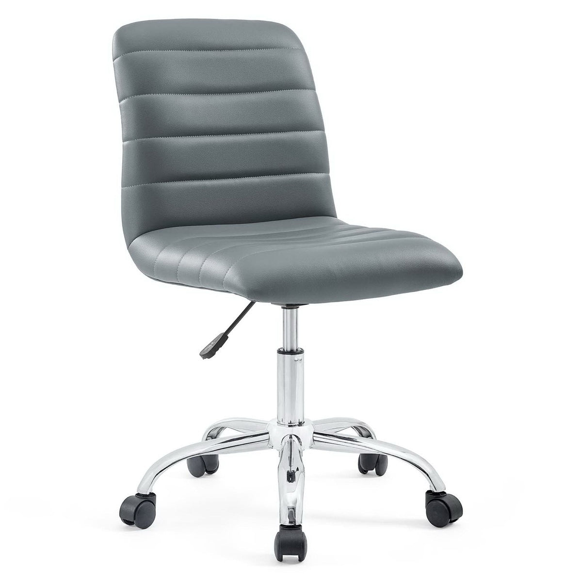 Ripple Armless Mid Back Vinyl Office Chair, Gray - view 1
