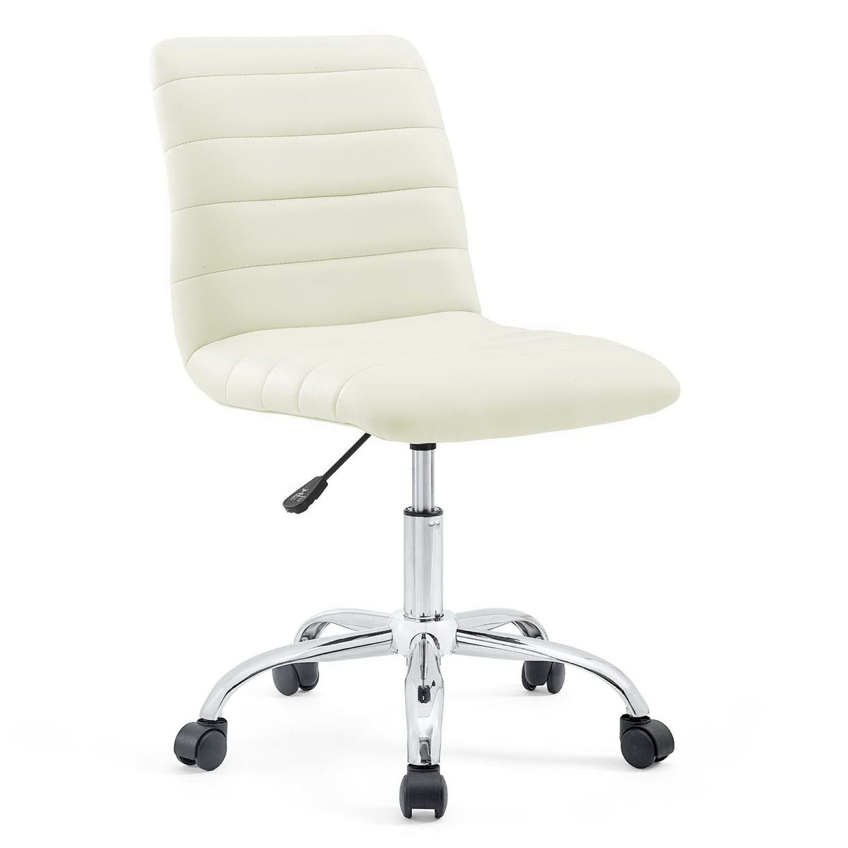 Ripple Armless Mid Back Vinyl Office Chair, White - view 1