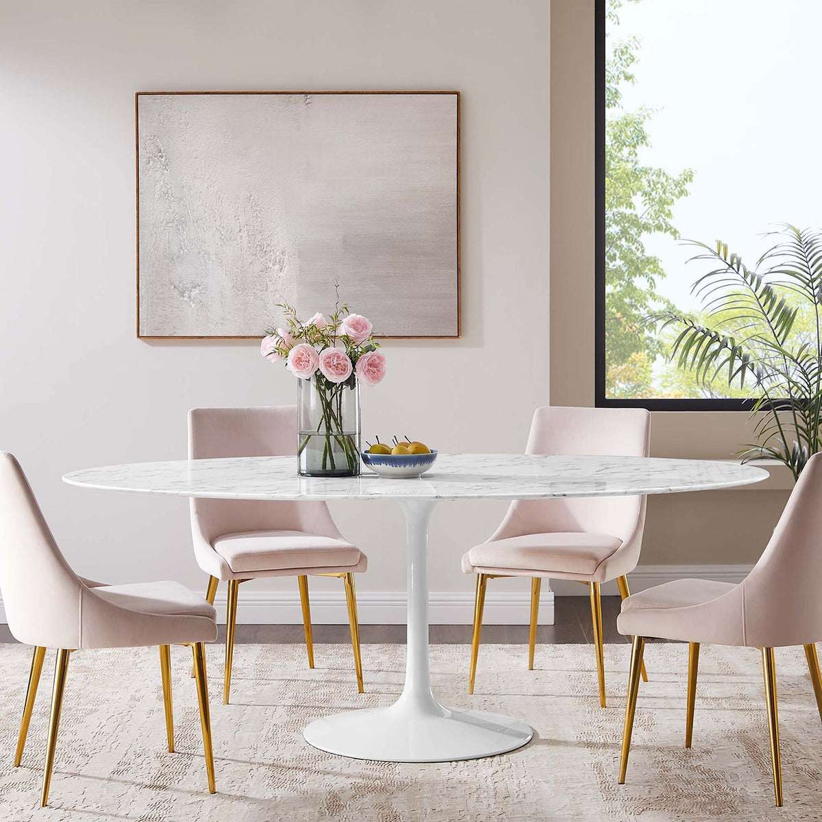 Lippa Oval Artificial Marble Dining Table