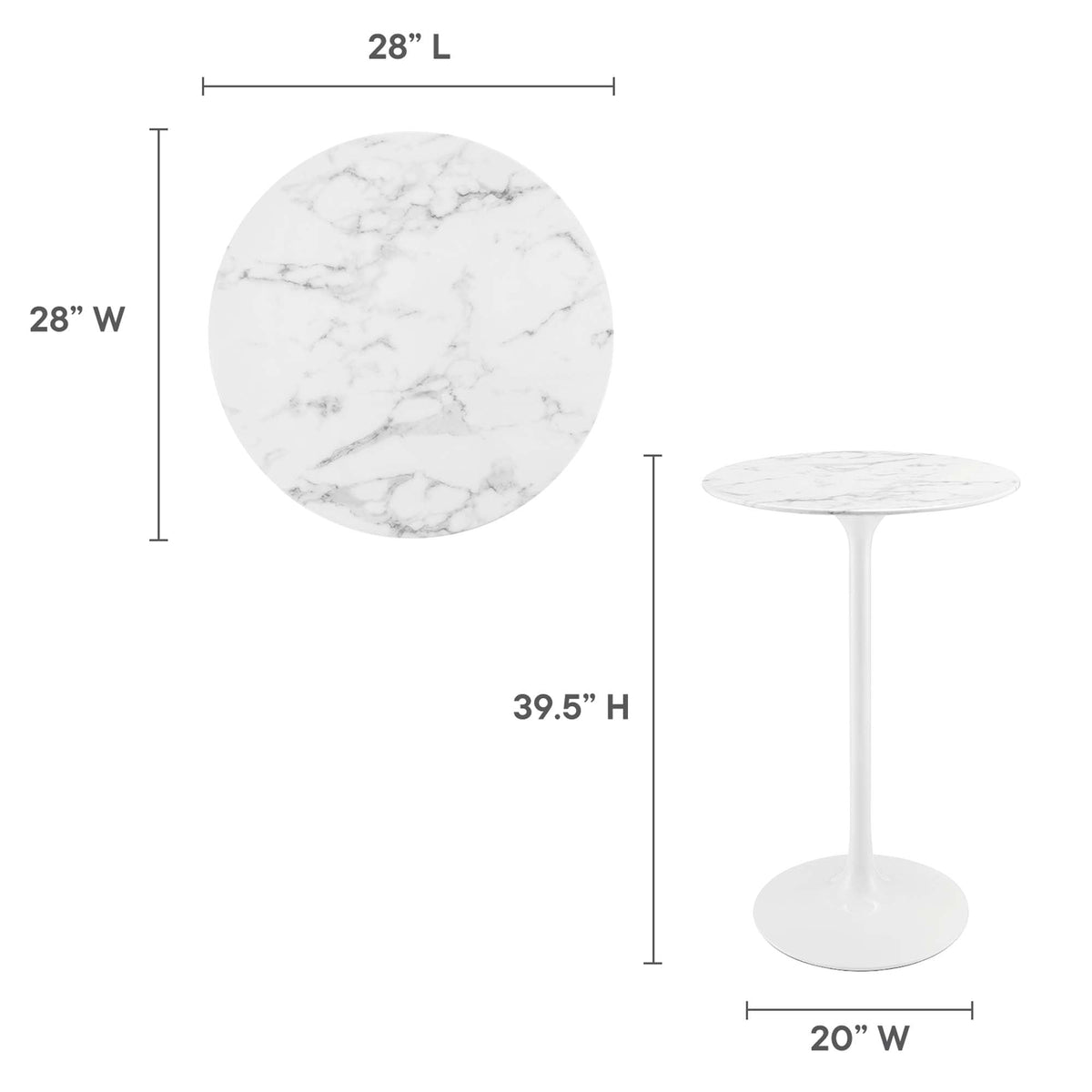 Lippa Round Artificial Marble Bar Table - view 26