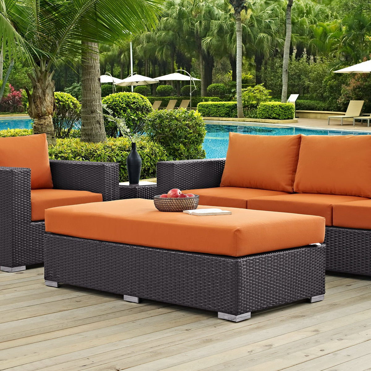 Convene Outdoor Fabric Rectangle Ottoman