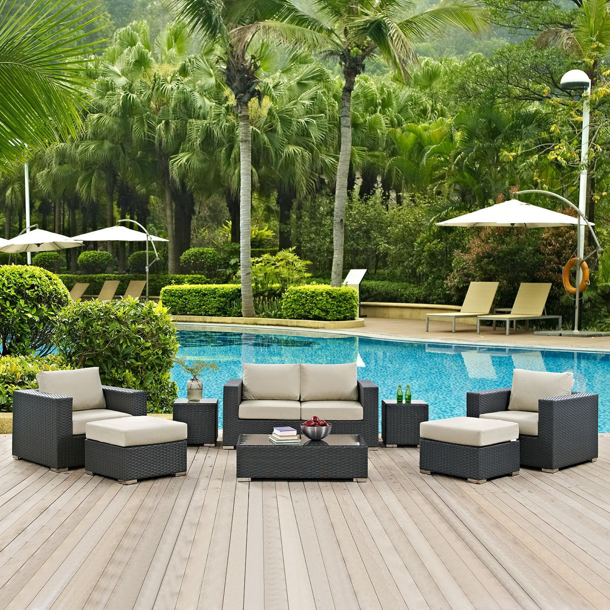 Sojourn 8 Piece Outdoor Sunbrella® Sectional Set