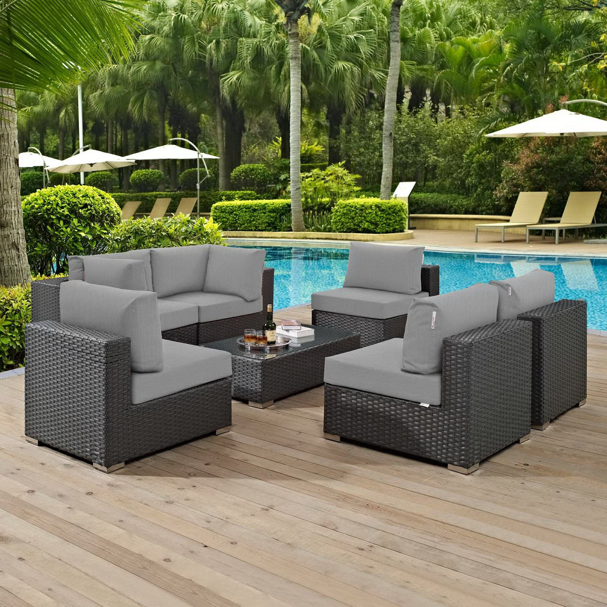 Sojourn 7 Piece Outdoor Sunbrella® Sectional Set