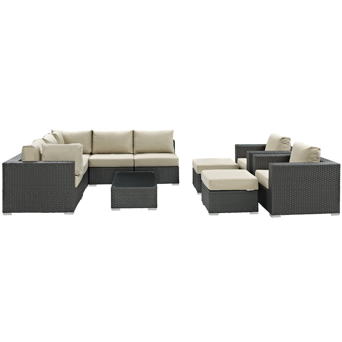 Sojourn 10 Piece Outdoor Sunbrella® Sectional Set