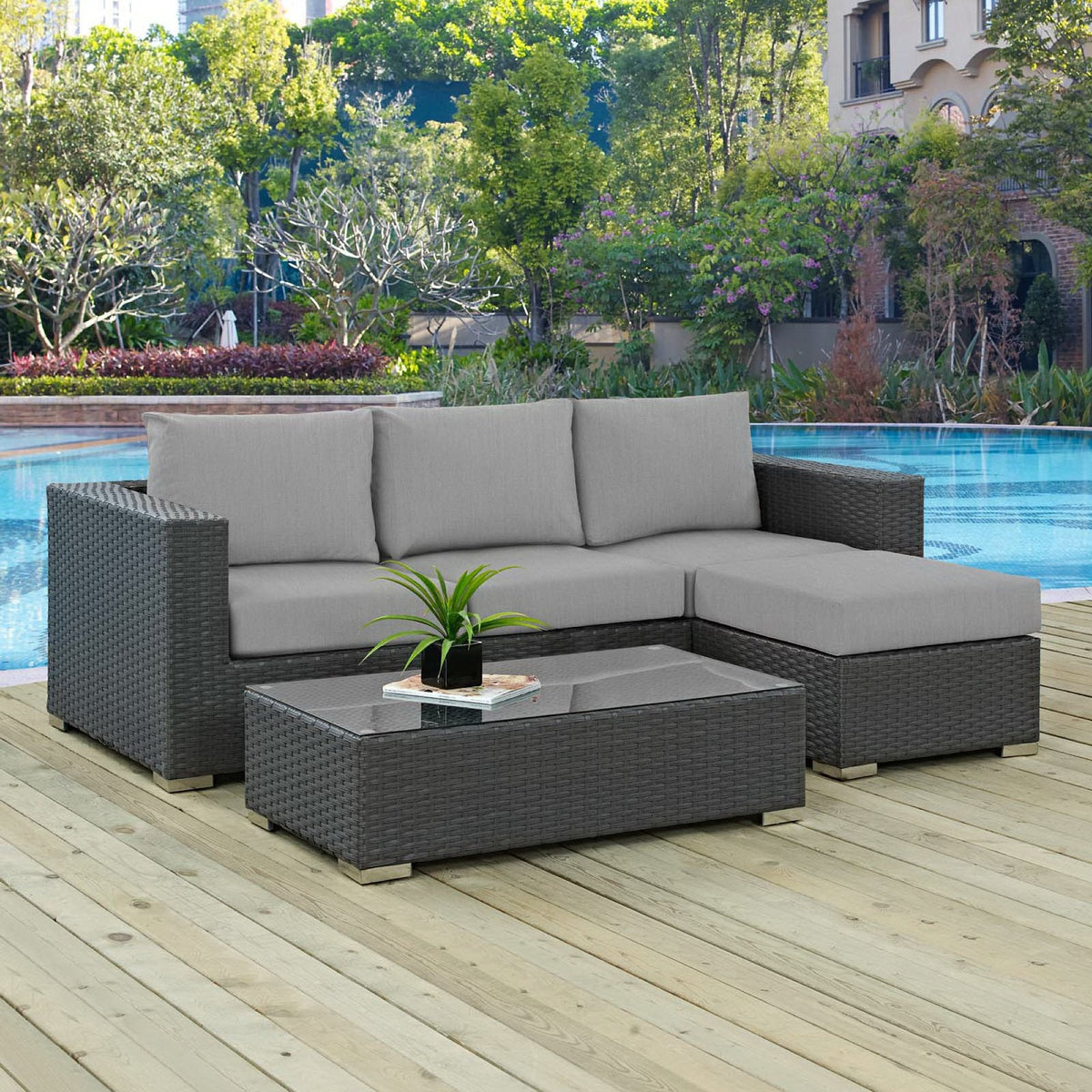 Sojourn 3 Piece Outdoor Sunbrella® Sectional Set
