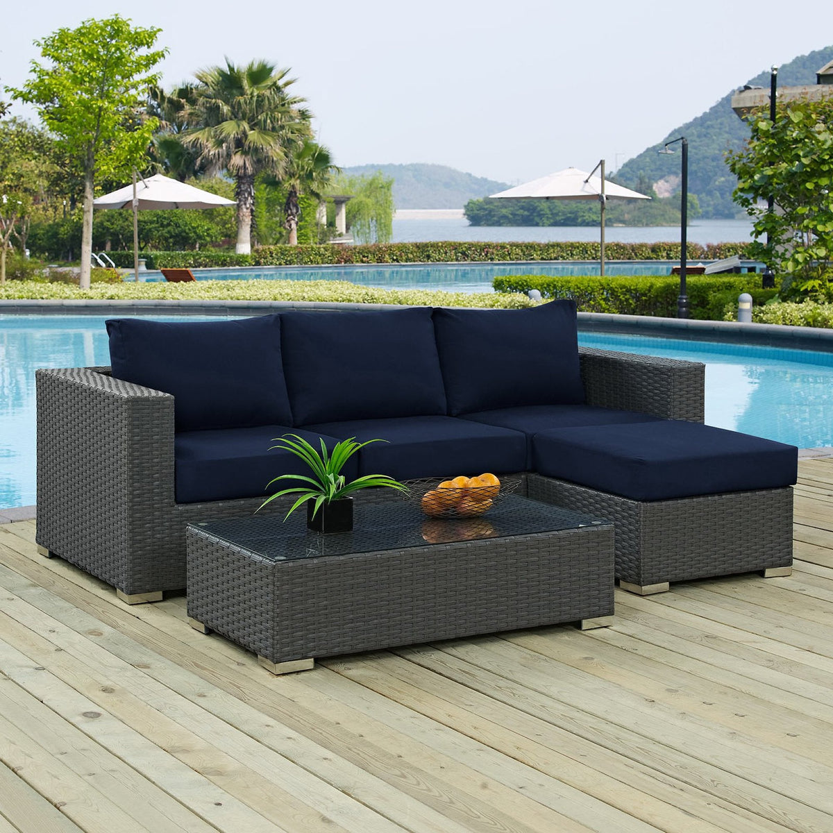 Sojourn 3 Piece Outdoor Sunbrella® Sectional Set