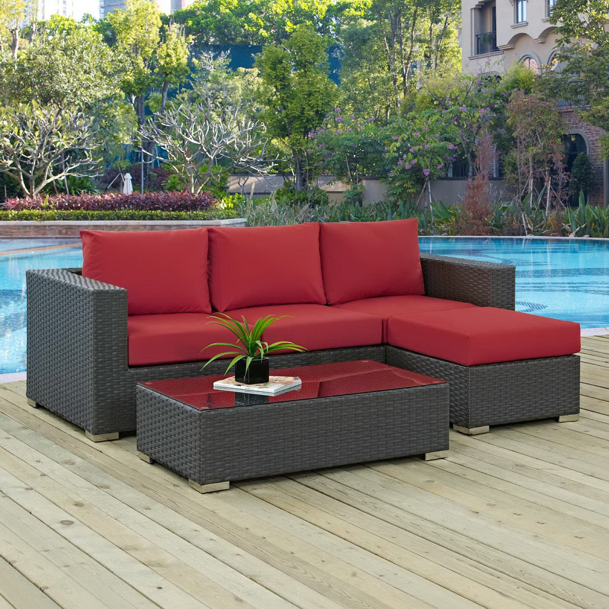 Sojourn 3 Piece Outdoor Sunbrella® Sectional Set