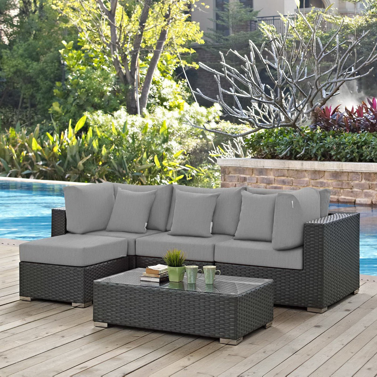 Sojourn 5 Piece Outdoor Sunbrella® Sectional Set