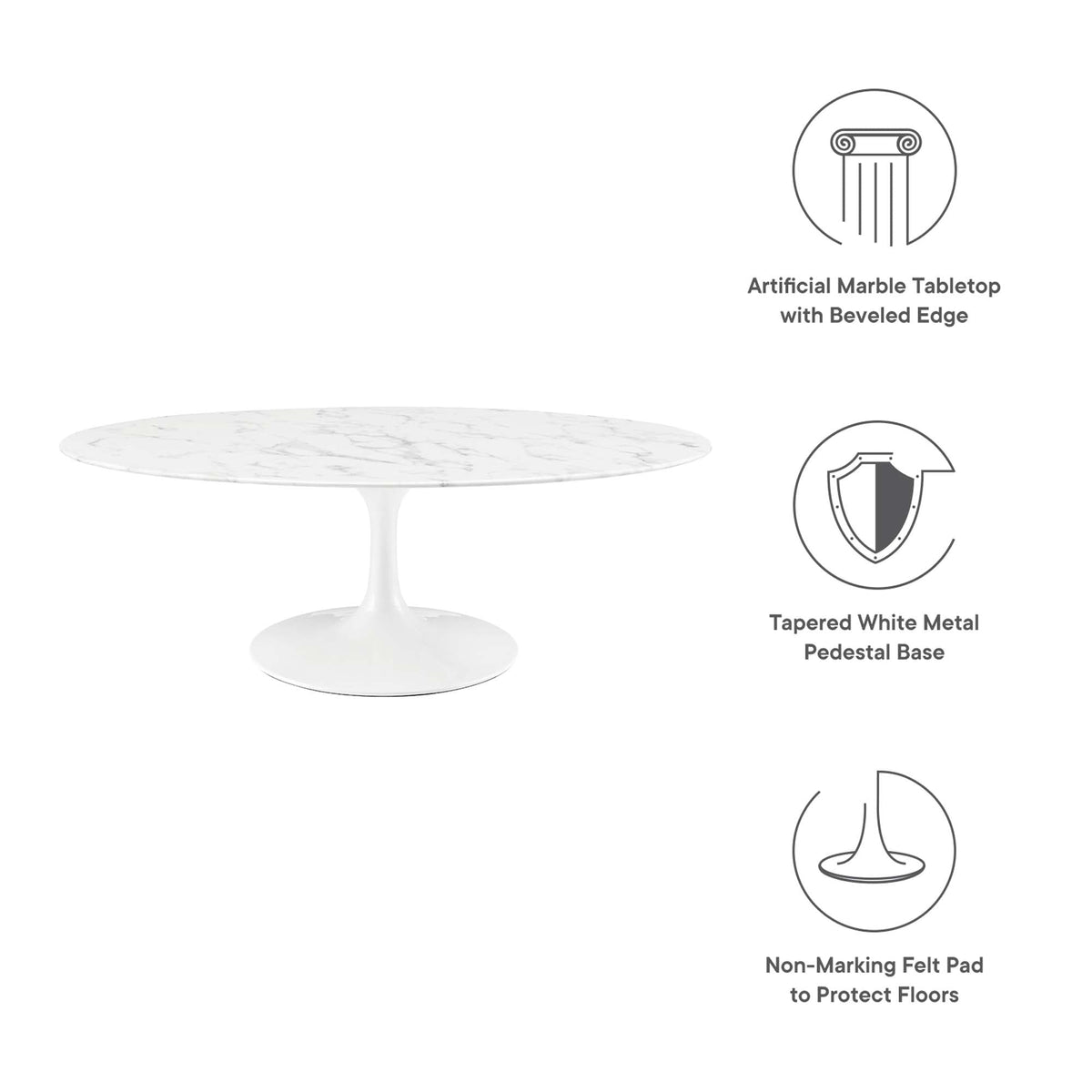 Lippa Oval Artificial Marble Coffee Table