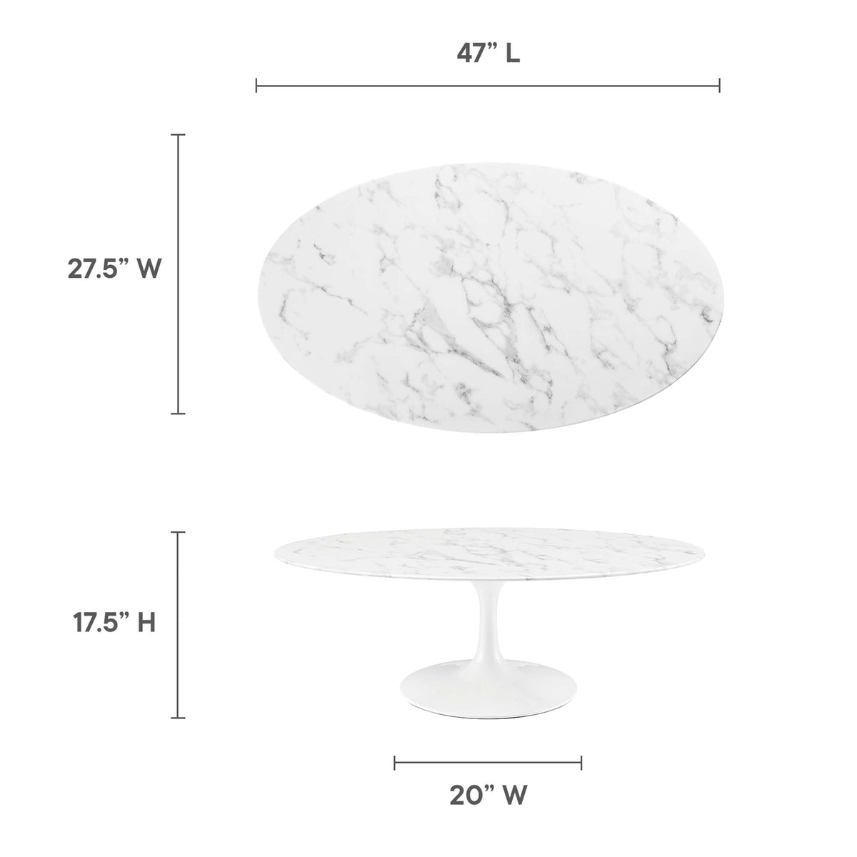 Lippa Oval Artificial Marble Coffee Table