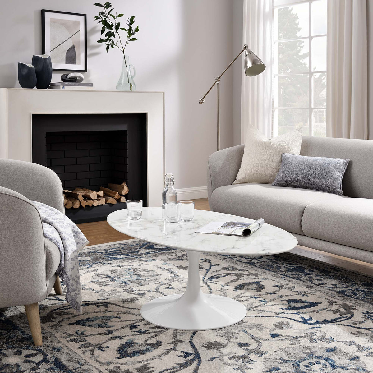 Lippa Oval Artificial Marble Coffee Table