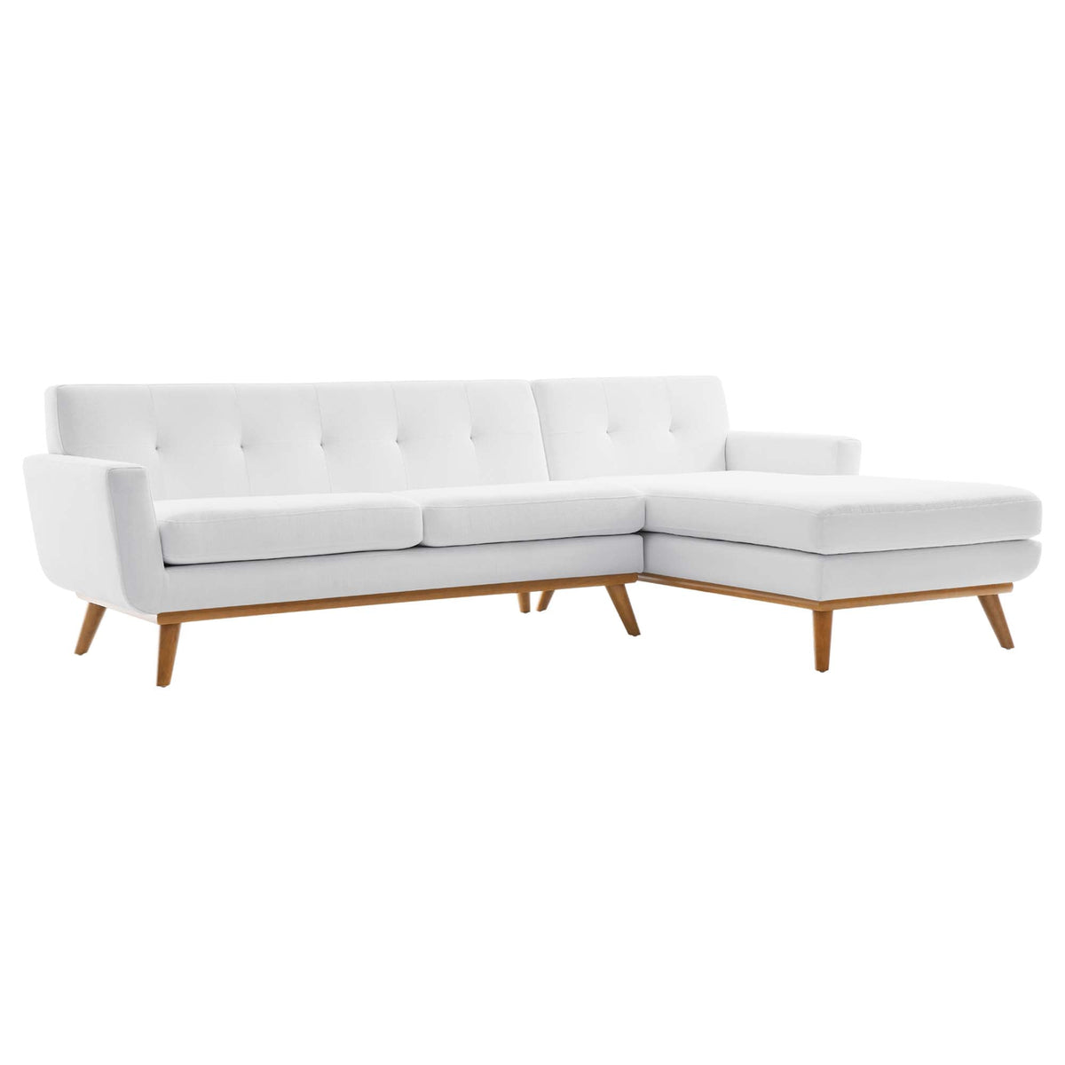 Engage Right-Facing Upholstered Fabric Sectional Sofa, White - view 1