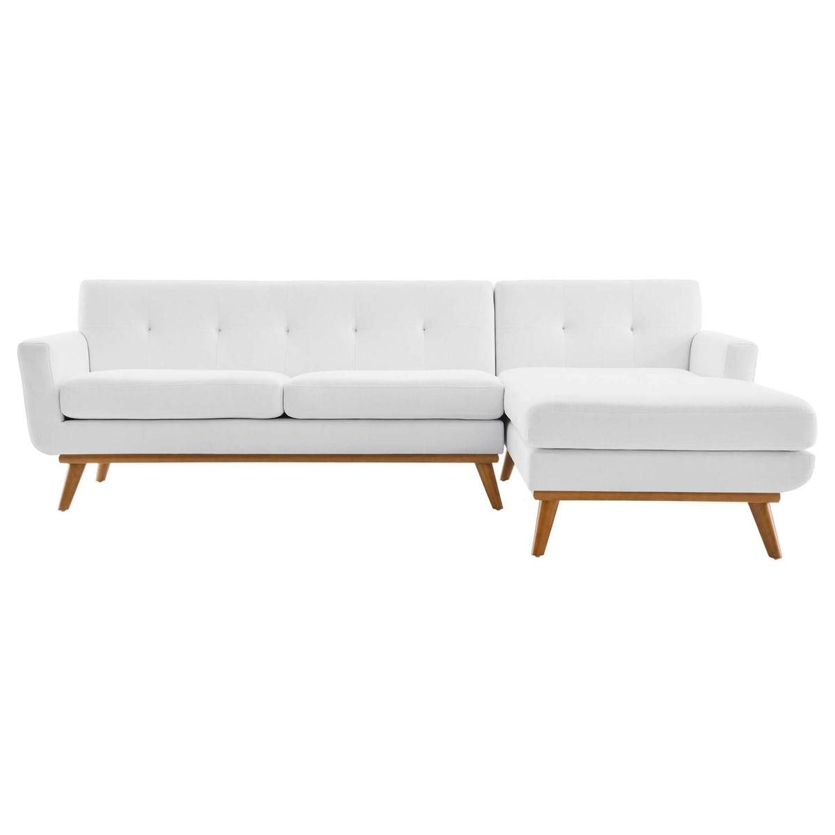 Engage Right-Facing Upholstered Fabric Sectional Sofa, White - view 3