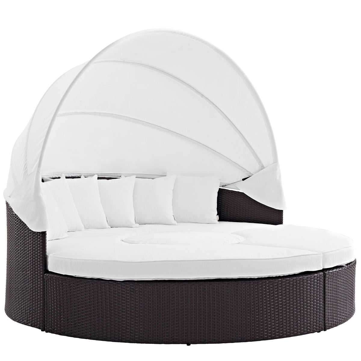 Convene Wicker Rattan Outdoor Patio Canopy Sectional Daybed