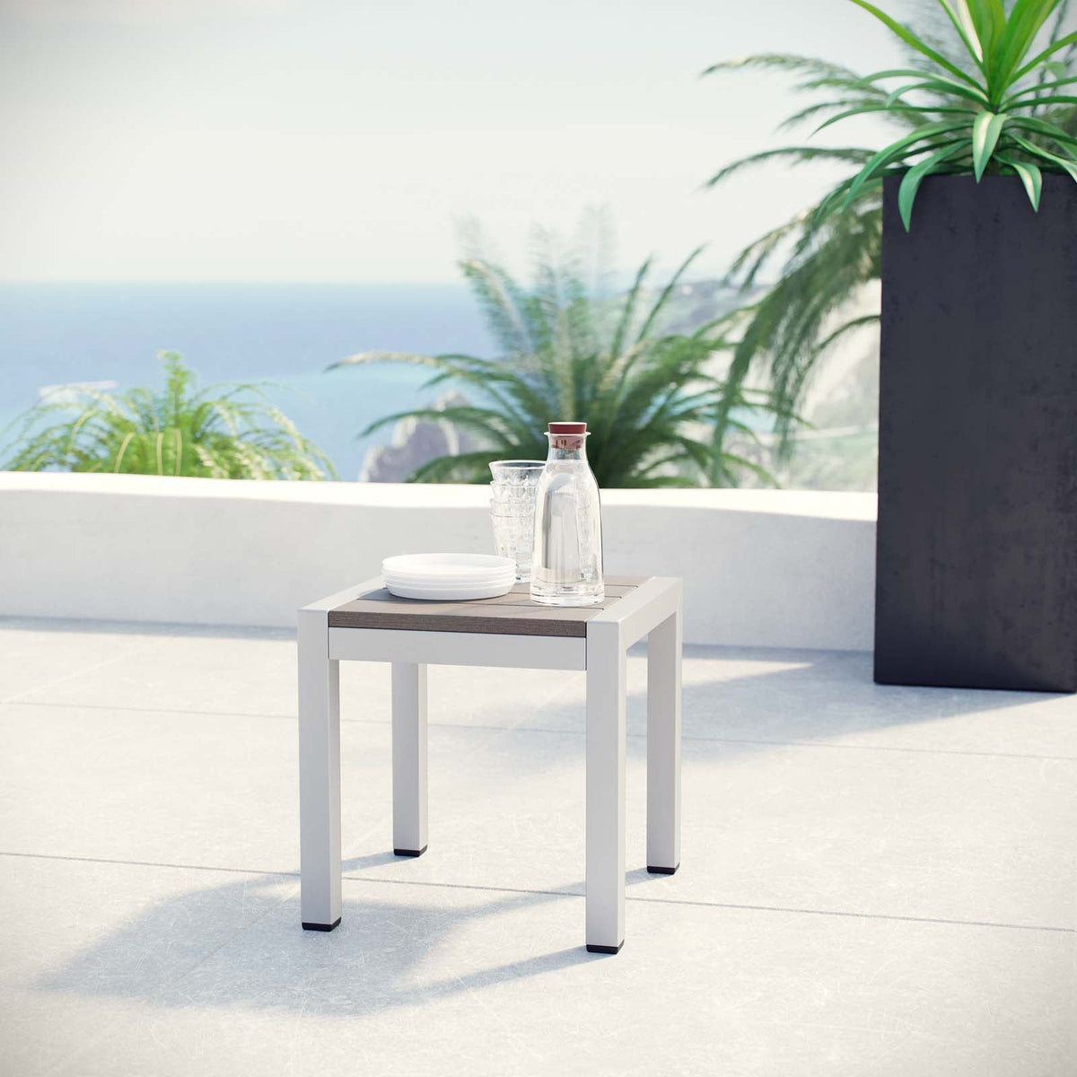Shore Outdoor Patio Aluminum Side Table - view 4