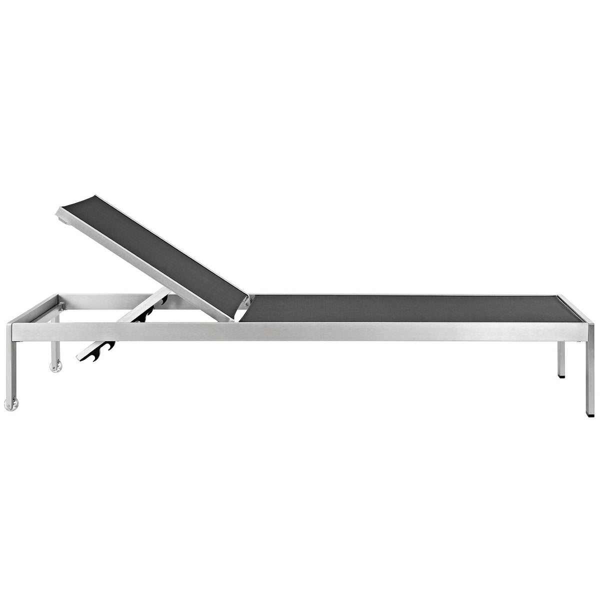 Shore Outdoor Patio Aluminum Mesh Chaise, Silver Black - view 2