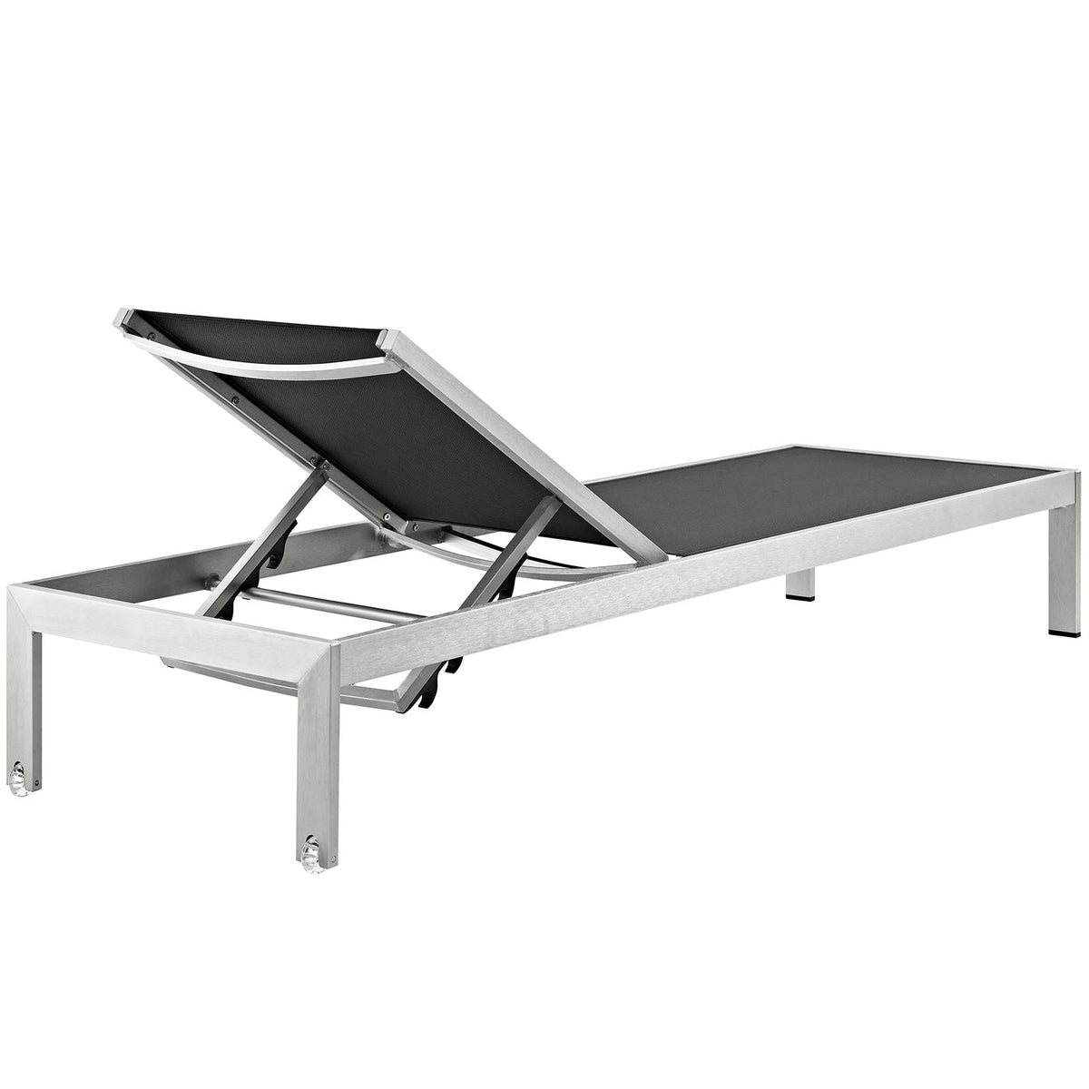 Shore Outdoor Patio Aluminum Mesh Chaise, Silver Black - view 3