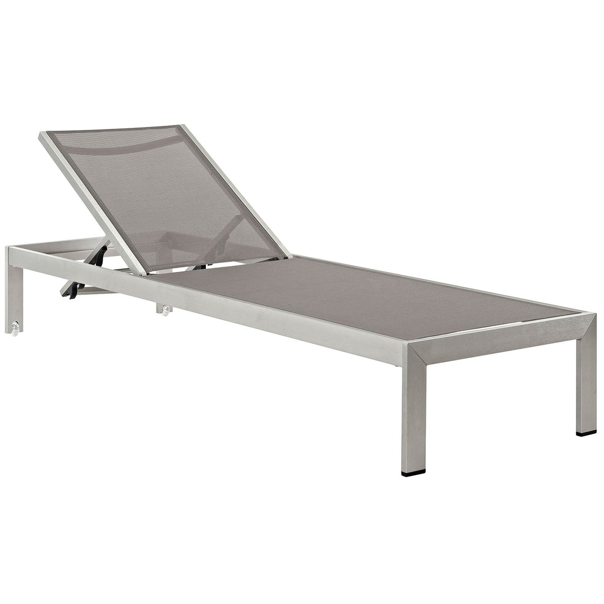 Shore Outdoor Patio Aluminum Mesh Chaise, Silver Gray - view 1