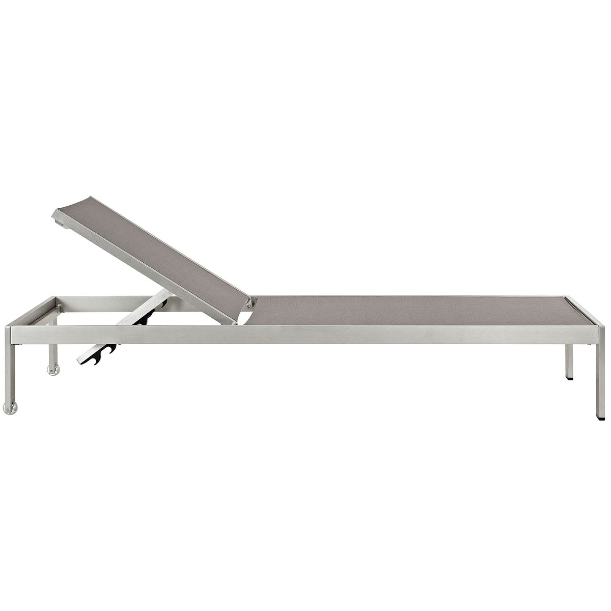 Shore Outdoor Patio Aluminum Mesh Chaise, Silver Gray - view 2