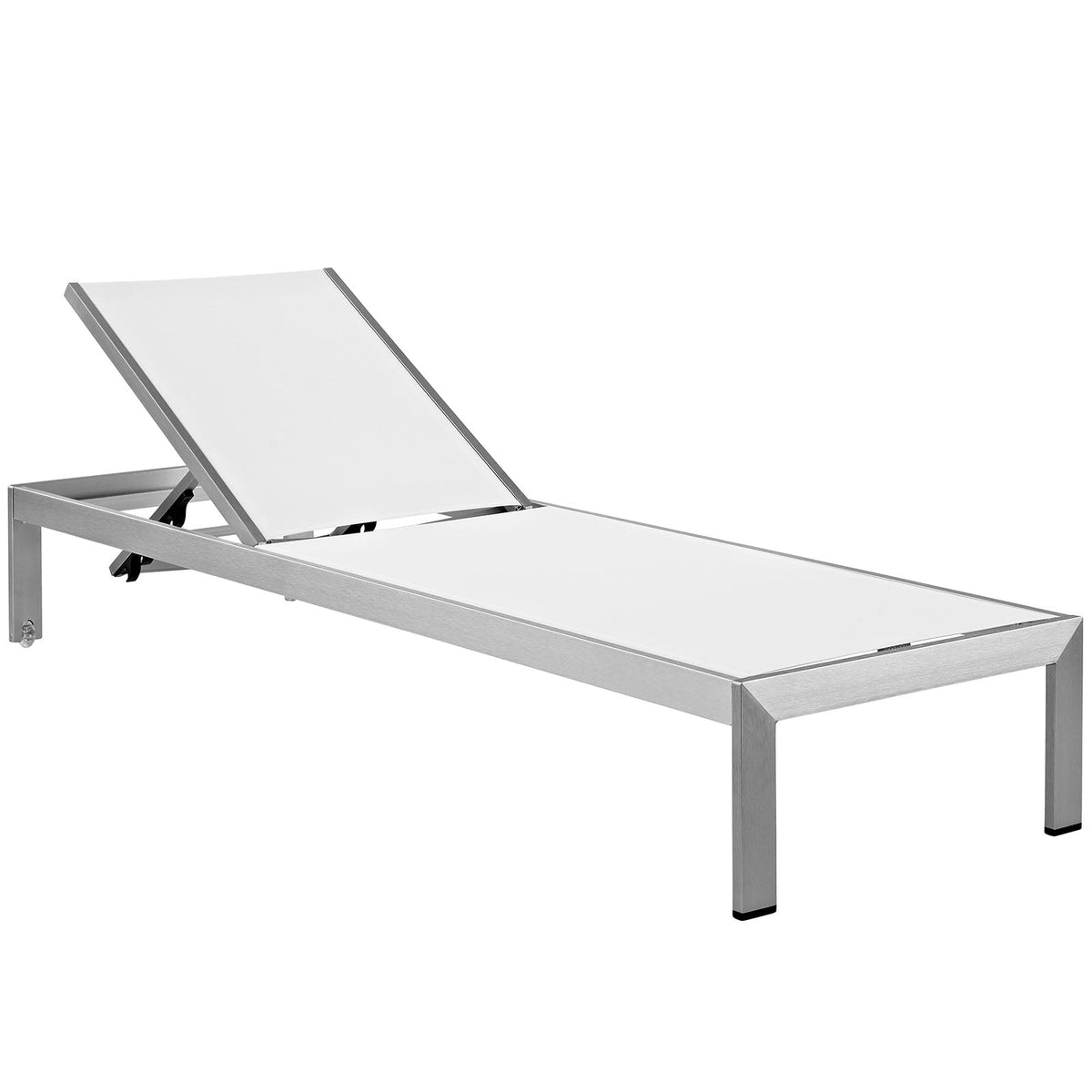 Shore Outdoor Patio Aluminum Mesh Chaise, Silver White - view 1