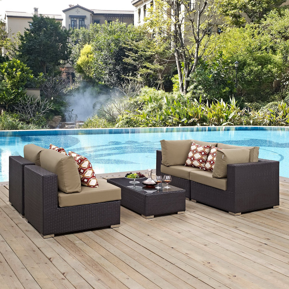 Convene 5 Piece Outdoor Sectional Set
