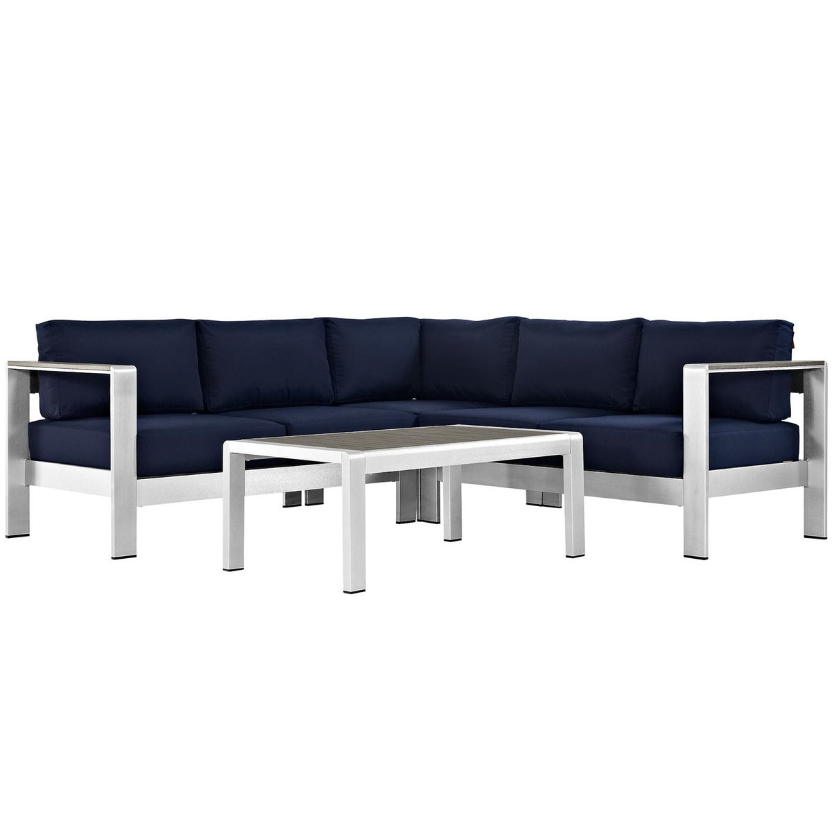 Shore 4 Piece Outdoor Aluminum Sectional Sofa Set